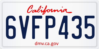 CA license plate 6VFP435