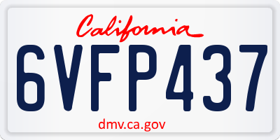 CA license plate 6VFP437