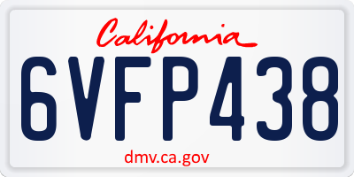 CA license plate 6VFP438
