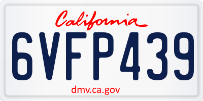 CA license plate 6VFP439