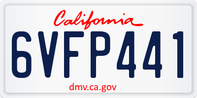 CA license plate 6VFP441