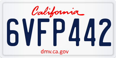 CA license plate 6VFP442