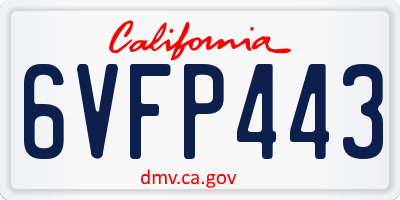 CA license plate 6VFP443