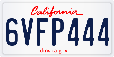 CA license plate 6VFP444