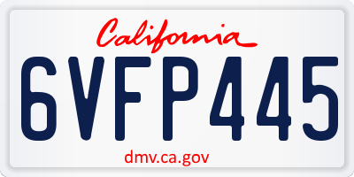 CA license plate 6VFP445