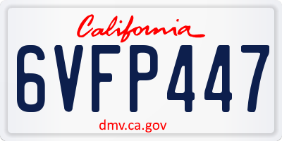 CA license plate 6VFP447