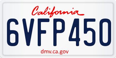 CA license plate 6VFP450