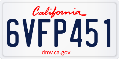 CA license plate 6VFP451