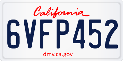 CA license plate 6VFP452