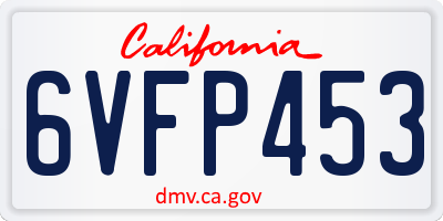 CA license plate 6VFP453