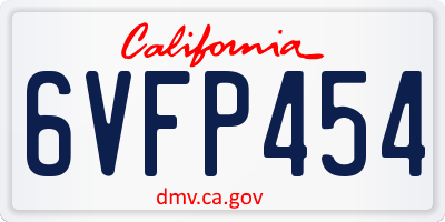 CA license plate 6VFP454