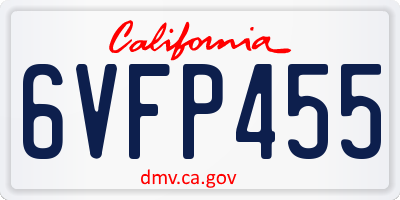 CA license plate 6VFP455