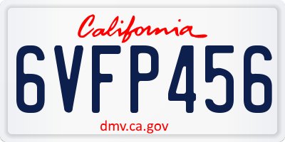 CA license plate 6VFP456