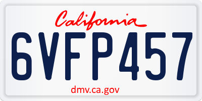 CA license plate 6VFP457