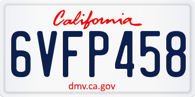 CA license plate 6VFP458