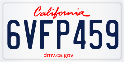 CA license plate 6VFP459