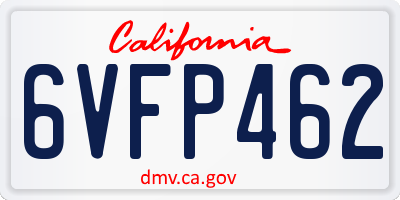 CA license plate 6VFP462