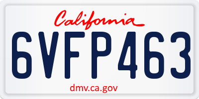 CA license plate 6VFP463
