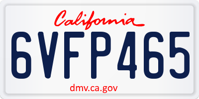 CA license plate 6VFP465