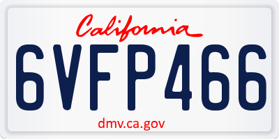 CA license plate 6VFP466
