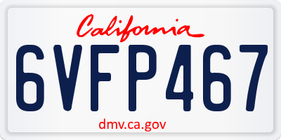 CA license plate 6VFP467