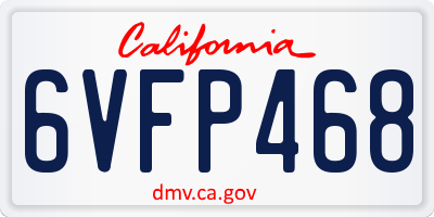 CA license plate 6VFP468