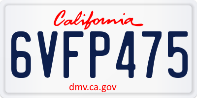 CA license plate 6VFP475
