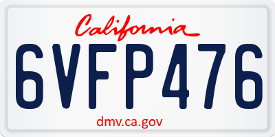 CA license plate 6VFP476
