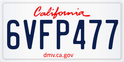 CA license plate 6VFP477