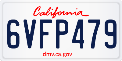 CA license plate 6VFP479