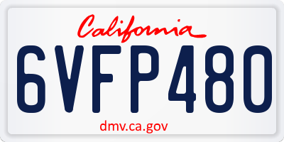 CA license plate 6VFP480