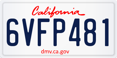 CA license plate 6VFP481
