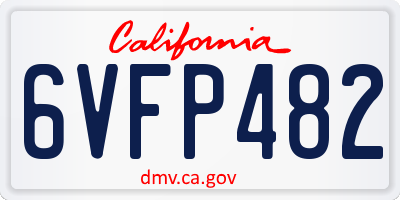 CA license plate 6VFP482