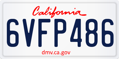 CA license plate 6VFP486
