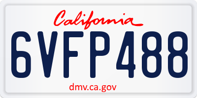 CA license plate 6VFP488
