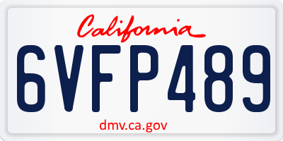 CA license plate 6VFP489