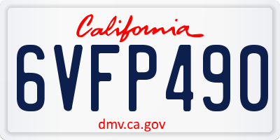 CA license plate 6VFP490