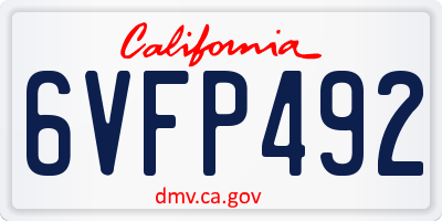 CA license plate 6VFP492