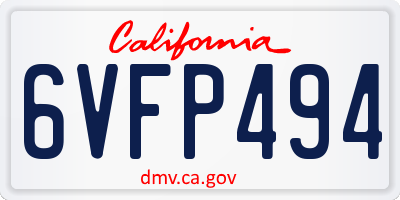 CA license plate 6VFP494