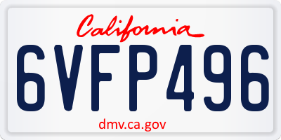 CA license plate 6VFP496