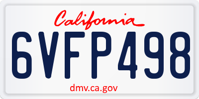 CA license plate 6VFP498