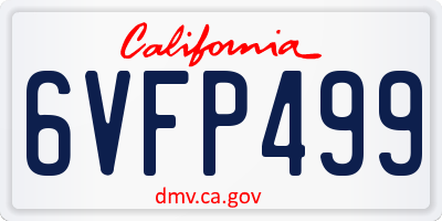 CA license plate 6VFP499