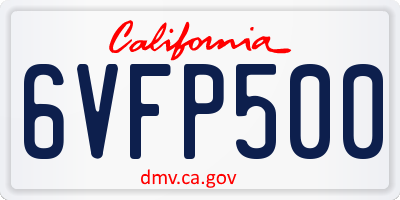 CA license plate 6VFP500