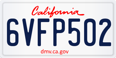 CA license plate 6VFP502