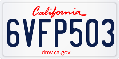 CA license plate 6VFP503