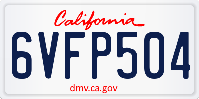 CA license plate 6VFP504
