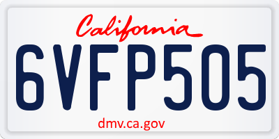 CA license plate 6VFP505