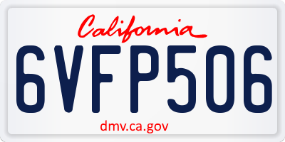 CA license plate 6VFP506