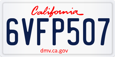 CA license plate 6VFP507