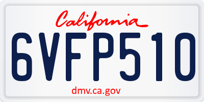 CA license plate 6VFP510